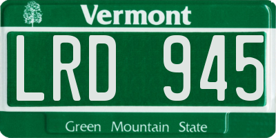 VT license plate LRD945