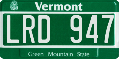 VT license plate LRD947