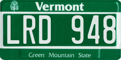 VT license plate LRD948
