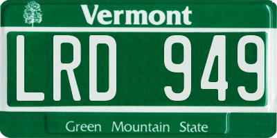 VT license plate LRD949