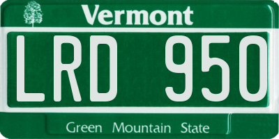 VT license plate LRD950