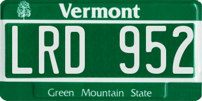 VT license plate LRD952
