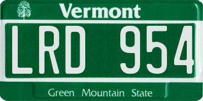 VT license plate LRD954