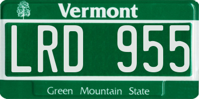 VT license plate LRD955