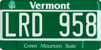 VT license plate LRD958