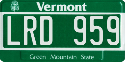 VT license plate LRD959