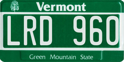 VT license plate LRD960