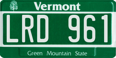 VT license plate LRD961