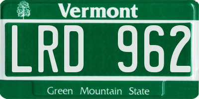 VT license plate LRD962