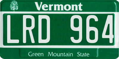 VT license plate LRD964