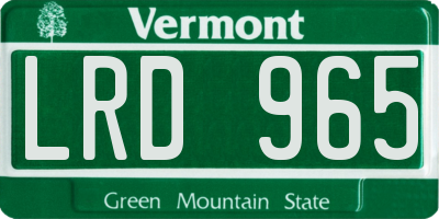 VT license plate LRD965