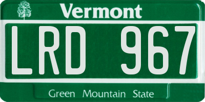 VT license plate LRD967