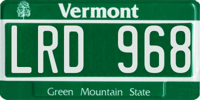 VT license plate LRD968