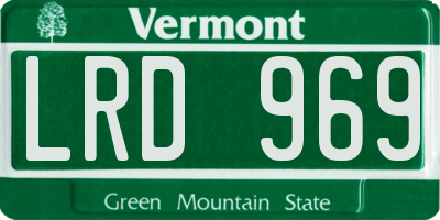 VT license plate LRD969
