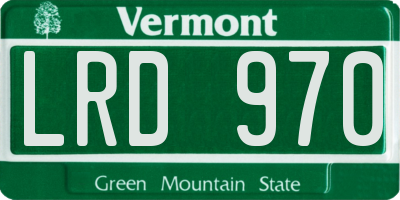 VT license plate LRD970
