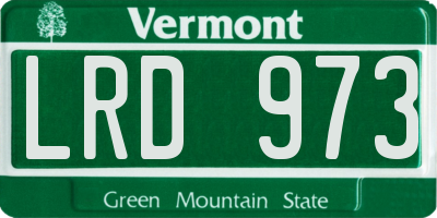 VT license plate LRD973