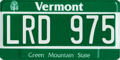 VT license plate LRD975