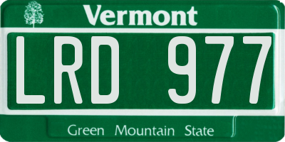 VT license plate LRD977