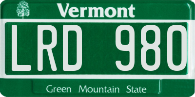 VT license plate LRD980