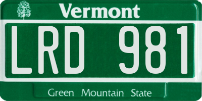 VT license plate LRD981