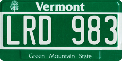 VT license plate LRD983