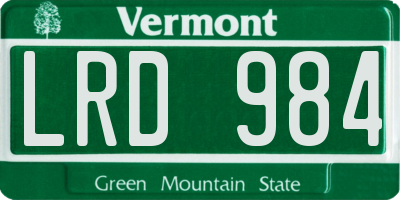 VT license plate LRD984