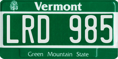 VT license plate LRD985