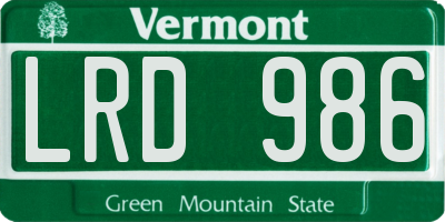 VT license plate LRD986