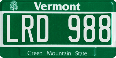 VT license plate LRD988