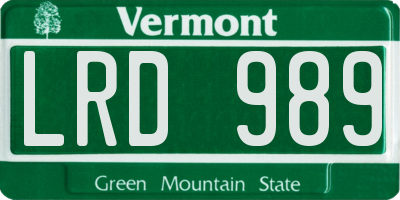 VT license plate LRD989