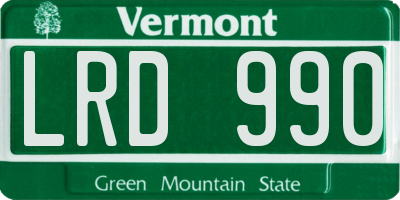 VT license plate LRD990
