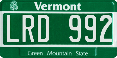 VT license plate LRD992