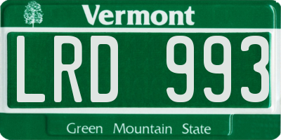VT license plate LRD993
