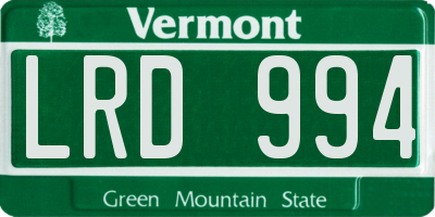 VT license plate LRD994