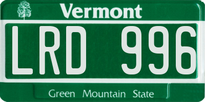 VT license plate LRD996