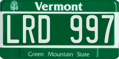 VT license plate LRD997