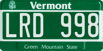 VT license plate LRD998