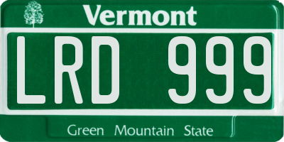 VT license plate LRD999