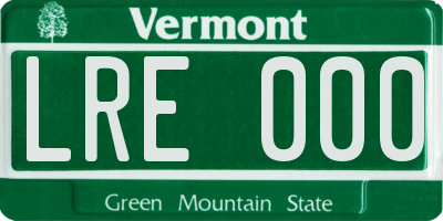 VT license plate LRE000