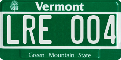 VT license plate LRE004