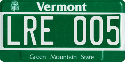 VT license plate LRE005