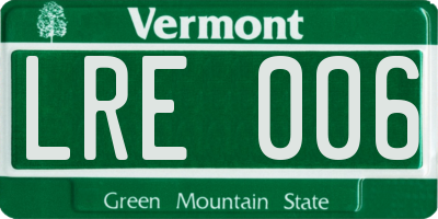 VT license plate LRE006