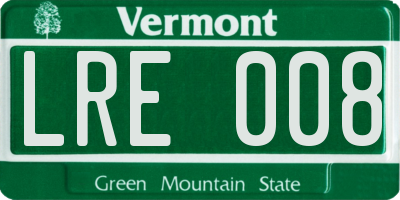 VT license plate LRE008