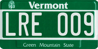 VT license plate LRE009