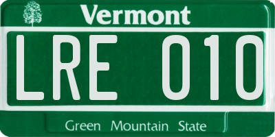 VT license plate LRE010