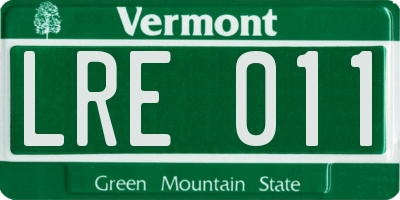 VT license plate LRE011