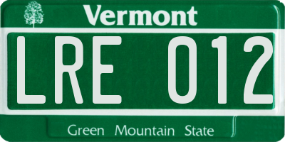 VT license plate LRE012