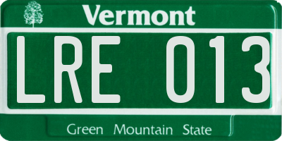 VT license plate LRE013