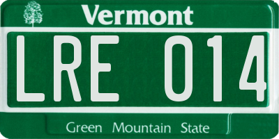 VT license plate LRE014