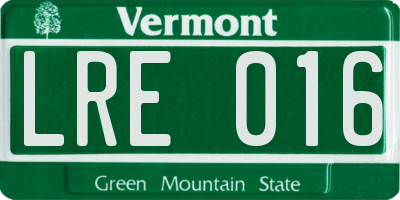 VT license plate LRE016